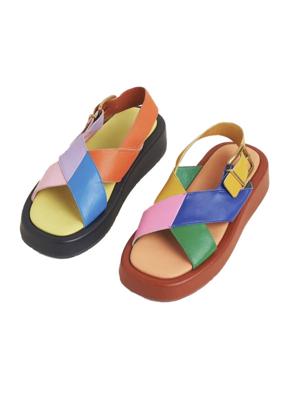 Charlotte Stone Anto Sandals in Solimar Multicolored Slingback Platform Shoes 9